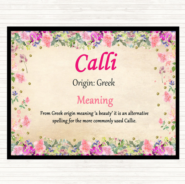 Calli Name Meaning Dinner Table Placemat Floral