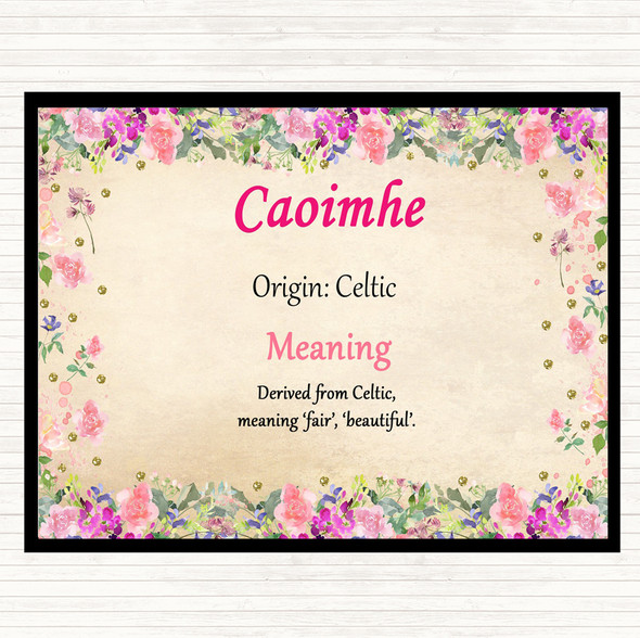 Caoimhe Name Meaning Dinner Table Placemat Floral