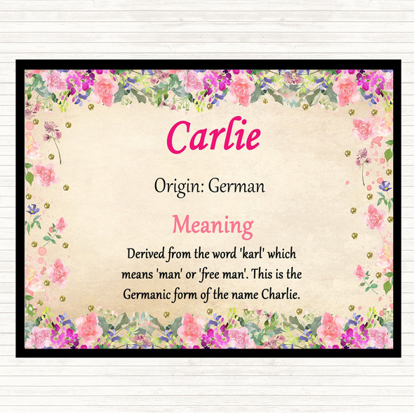 Carlie Name Meaning Dinner Table Placemat Floral