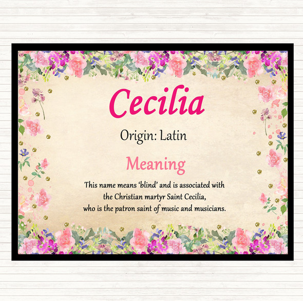 Cecilia Name Meaning Dinner Table Placemat Floral