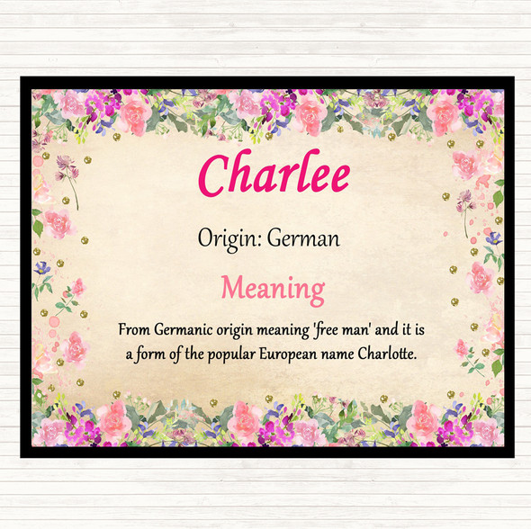 Charlee Name Meaning Dinner Table Placemat Floral