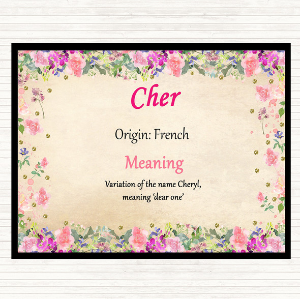 Cher Name Meaning Dinner Table Placemat Floral
