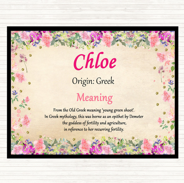 Chloe Name Meaning Dinner Table Placemat Floral