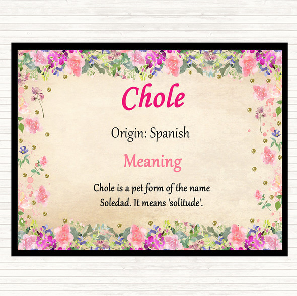 Chole Name Meaning Dinner Table Placemat Floral