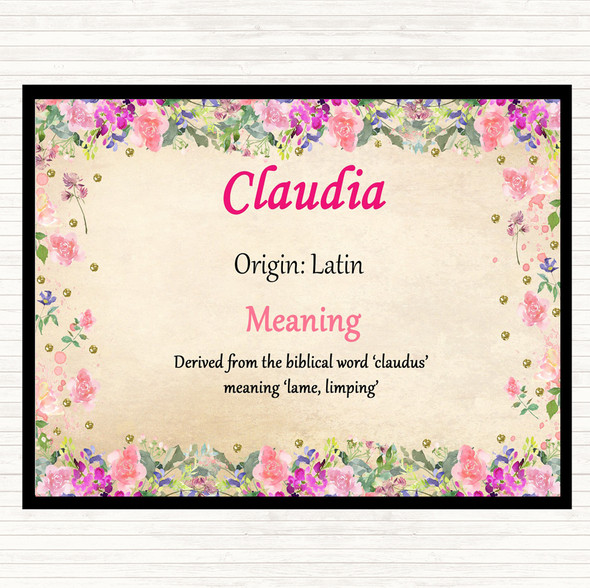 Claudia Name Meaning Dinner Table Placemat Floral