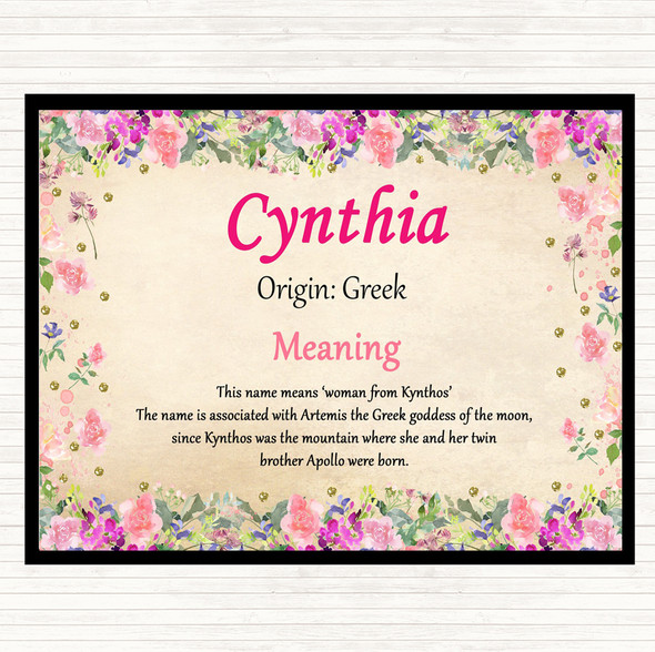 Cynthia Name Meaning Dinner Table Placemat Floral