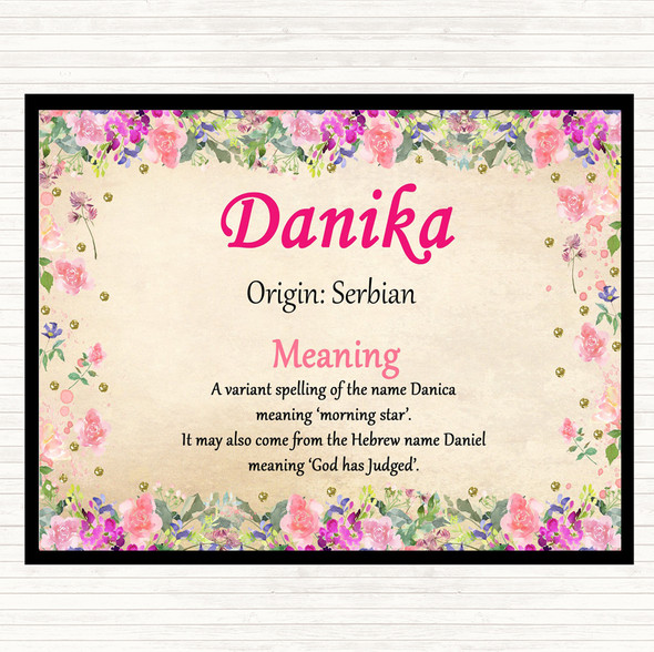 Danika Name Meaning Dinner Table Placemat Floral