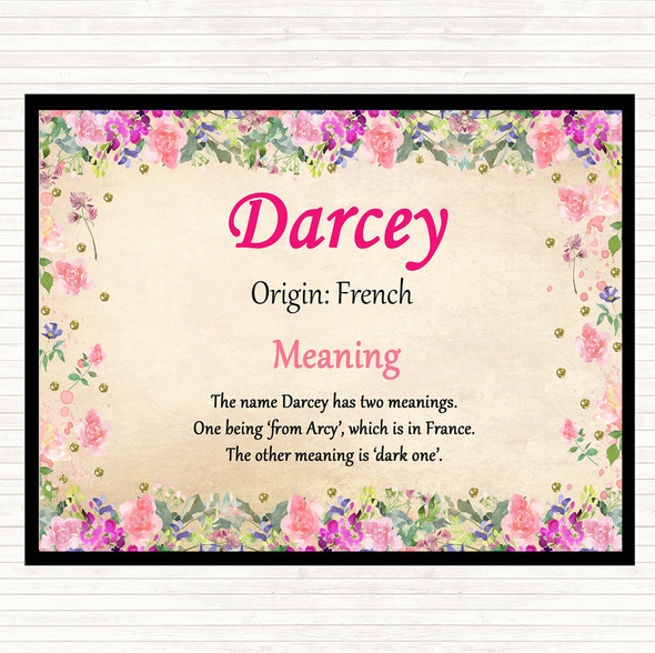 Darcey Name Meaning Dinner Table Placemat Floral