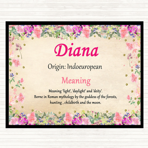 Diana Name Meaning Dinner Table Placemat Floral