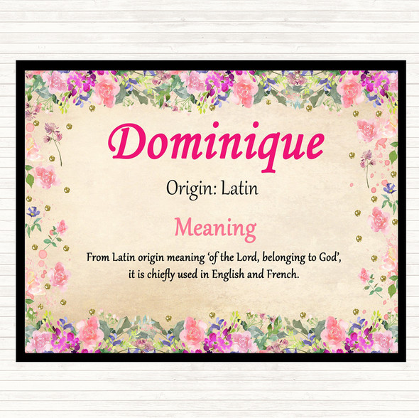Dominique Name Meaning Dinner Table Placemat Floral