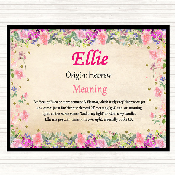 Ellie Name Meaning Dinner Table Placemat Floral