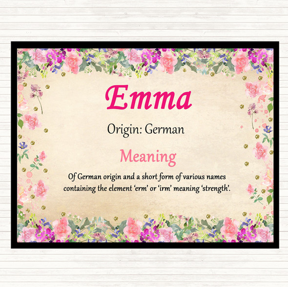 Emma Name Meaning Dinner Table Placemat Floral