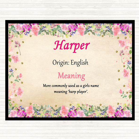 Harper Name Meaning Dinner Table Placemat Floral
