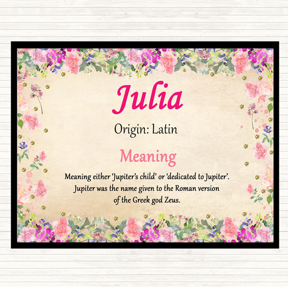 Julia Name Meaning Dinner Table Placemat Floral