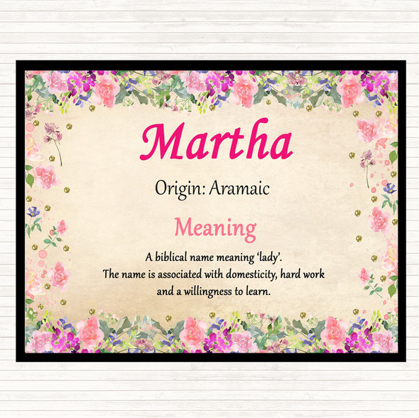 Martha Name Meaning Dinner Table Placemat Floral