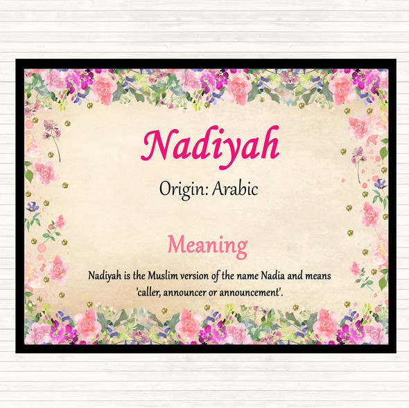 Nadiya Name Meaning Dinner Table Placemat Floral