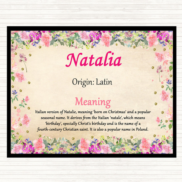 Natalia Name Meaning Dinner Table Placemat Floral