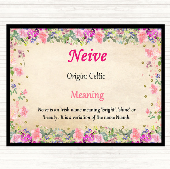 Neive Name Meaning Dinner Table Placemat Floral