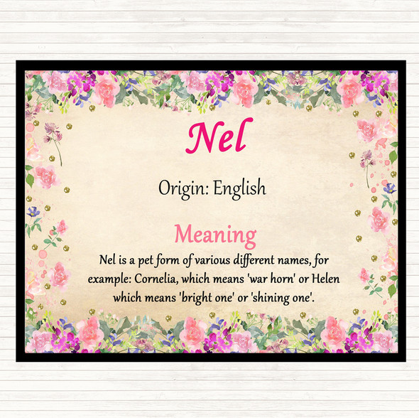 Nel Name Meaning Dinner Table Placemat Floral