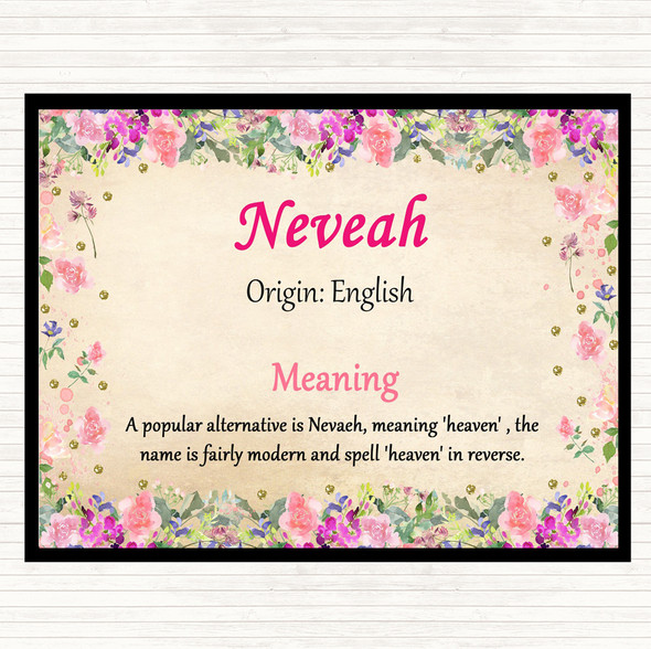 Neveah Name Meaning Dinner Table Placemat Floral
