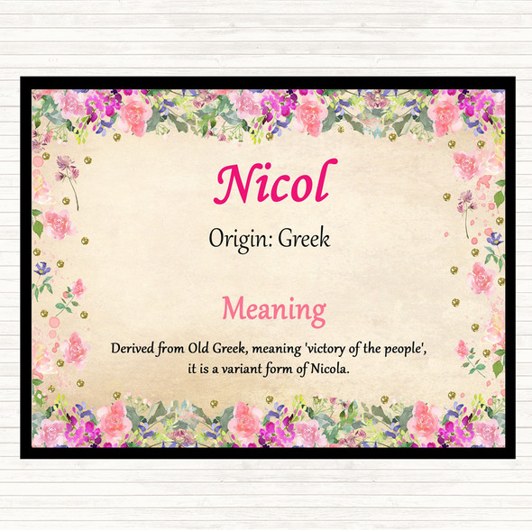 Nicol Name Meaning Dinner Table Placemat Floral