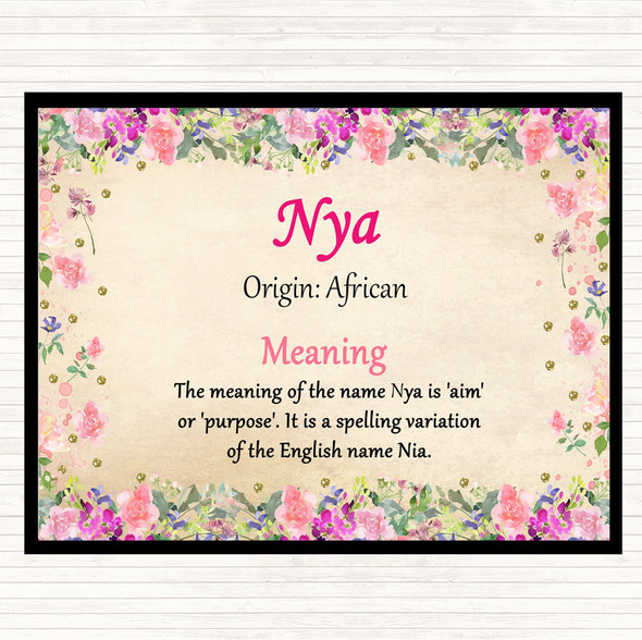 Nya Name Meaning Dinner Table Placemat Floral