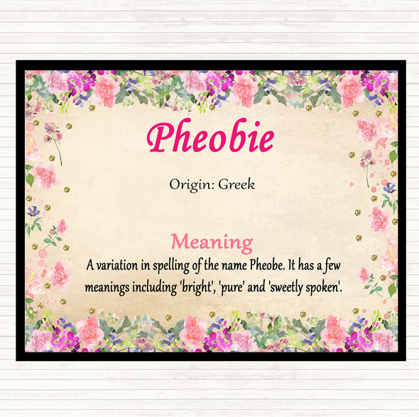 Pheobie Name Meaning Dinner Table Placemat Floral