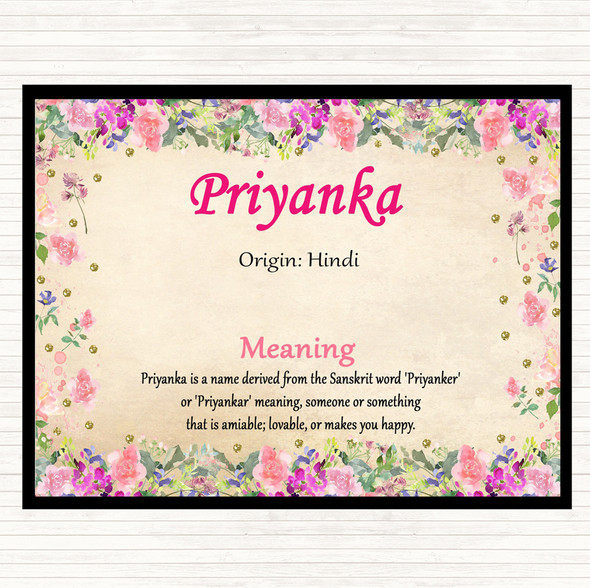 Priyanka Name Meaning Dinner Table Placemat Floral