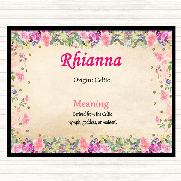 Rhianna Name Meaning Dinner Table Placemat Floral