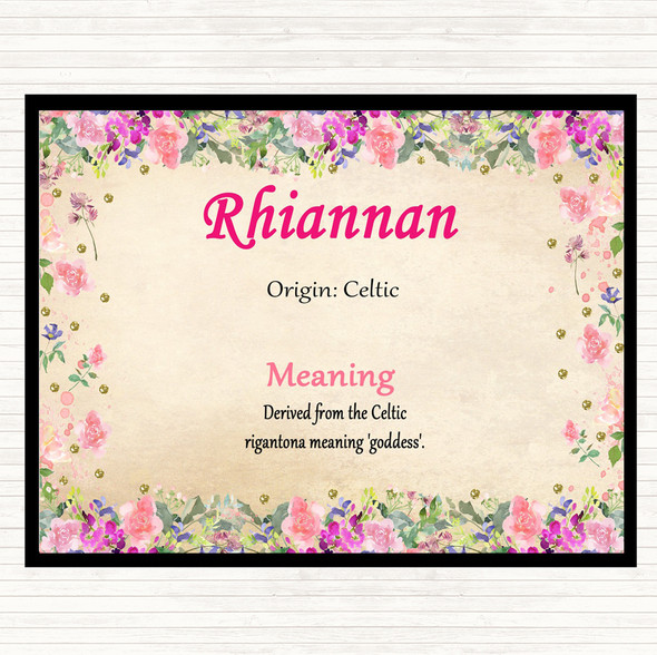 Rhiannan Name Meaning Dinner Table Placemat Floral