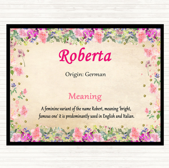 Roberta Name Meaning Dinner Table Placemat Floral