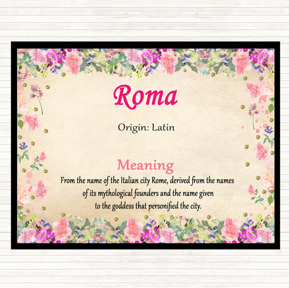 Roma Name Meaning Dinner Table Placemat Floral