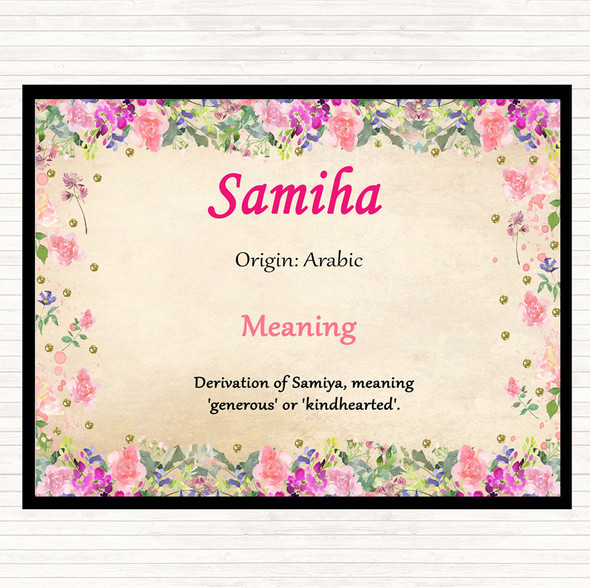 Samiha Name Meaning Dinner Table Placemat Floral