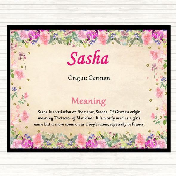 Sasha Name Meaning Dinner Table Placemat Floral