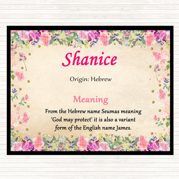 Shanice Name Meaning Dinner Table Placemat Floral