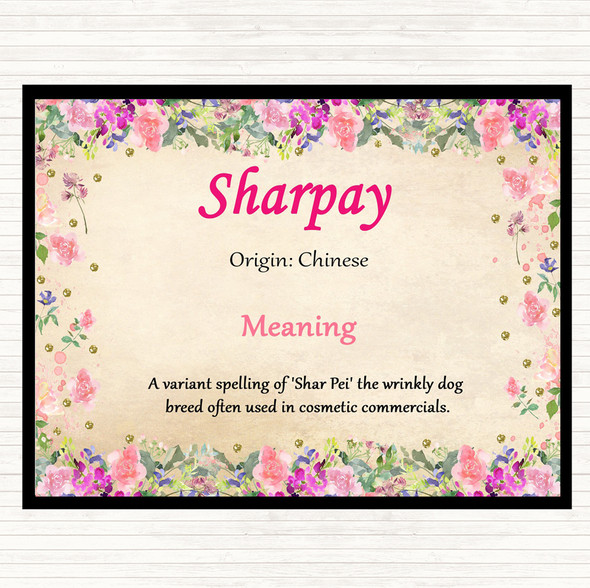 Sharpay Name Meaning Dinner Table Placemat Floral