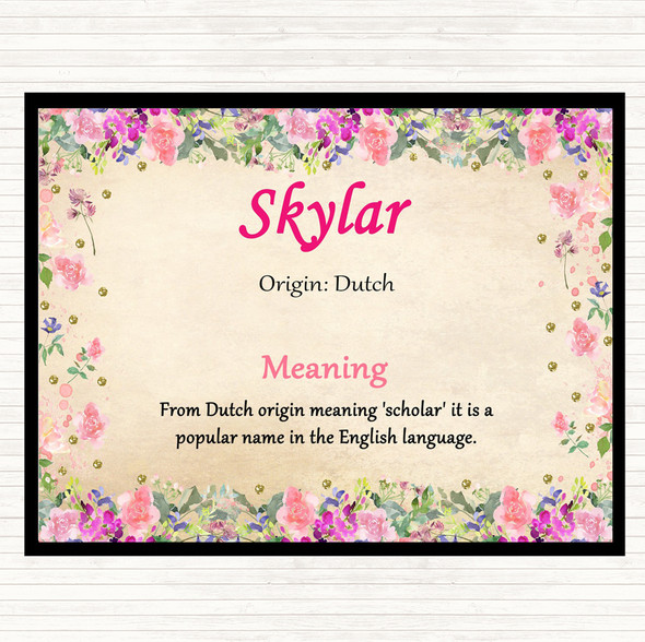 Skylar Name Meaning Dinner Table Placemat Floral