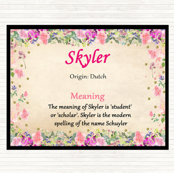 Skyler Name Meaning Dinner Table Placemat Floral