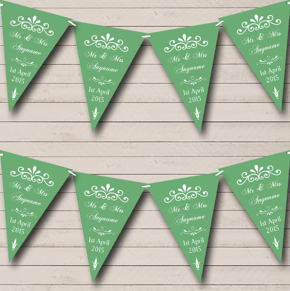 Vintage Regal Sage Green Personalised Wedding Venue or Reception Bunting