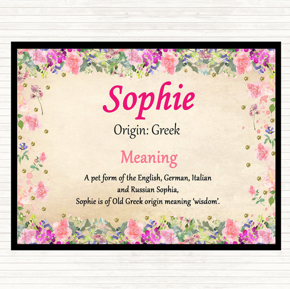 Sophie Name Meaning Dinner Table Placemat Floral