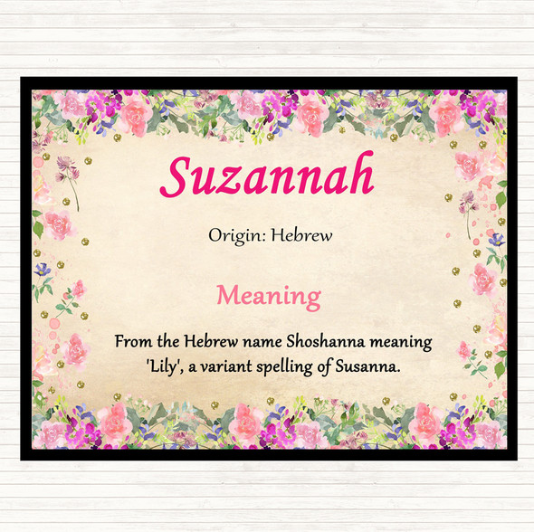 Suzannah Name Meaning Dinner Table Placemat Floral