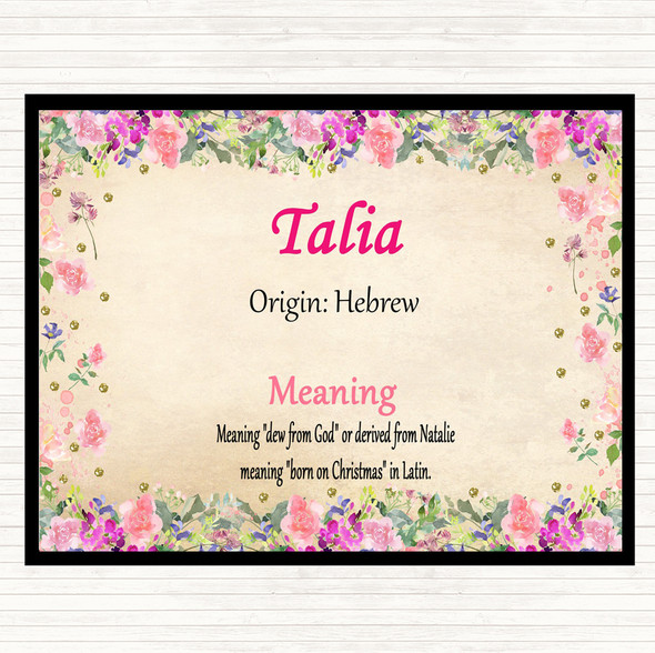 Talia Name Meaning Dinner Table Placemat Floral