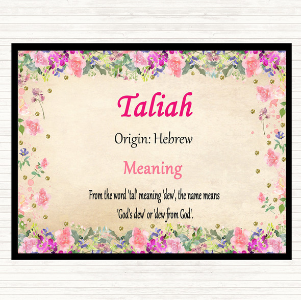Taliah Name Meaning Dinner Table Placemat Floral