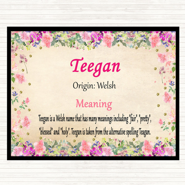 Teegan Name Meaning Dinner Table Placemat Floral