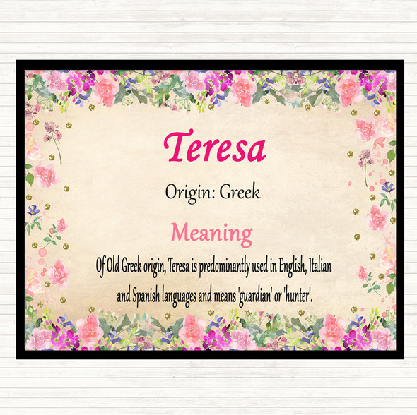 Teresa Name Meaning Dinner Table Placemat Floral