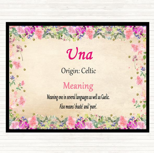 Una Name Meaning Dinner Table Placemat Floral