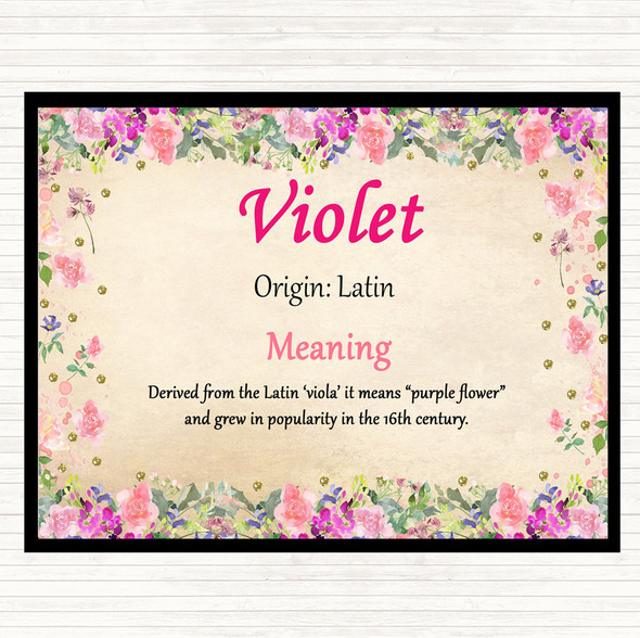 Violet Name Meaning Dinner Table Placemat Floral