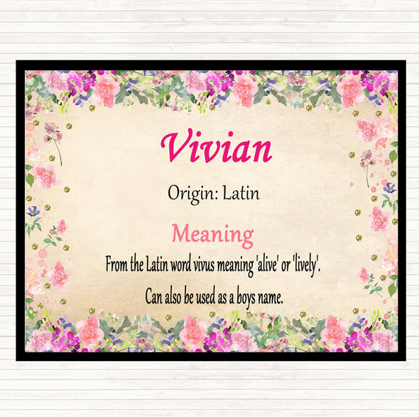 Vivian Name Meaning Dinner Table Placemat Floral