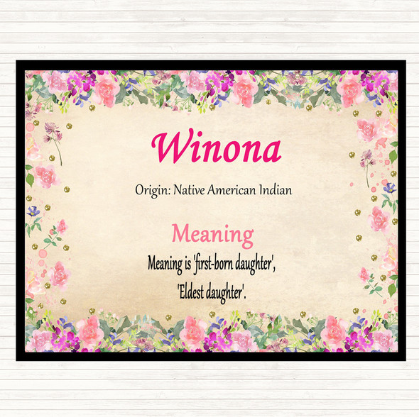 Winona Name Meaning Dinner Table Placemat Floral