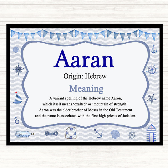 Aaran Name Meaning Dinner Table Placemat Nautical